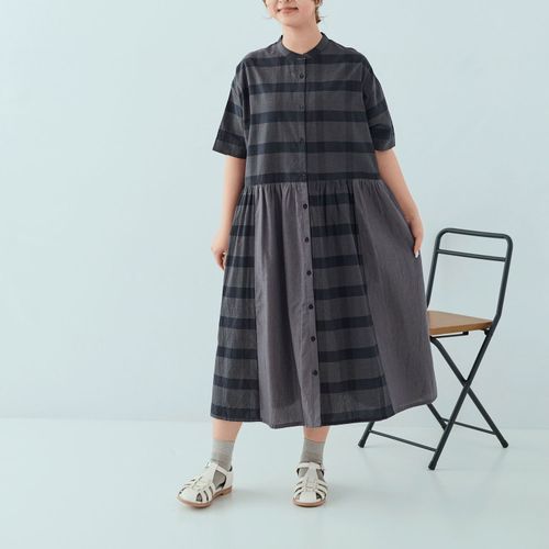 ノンノ
cloudnine 先染綿スラブチェック柄×シャンブレー前開きワンピース