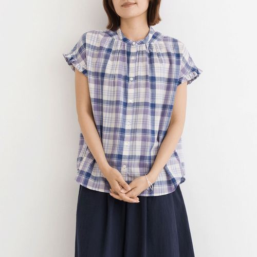 ピープル
kermu インドコットンチェック袖フリルブラウス