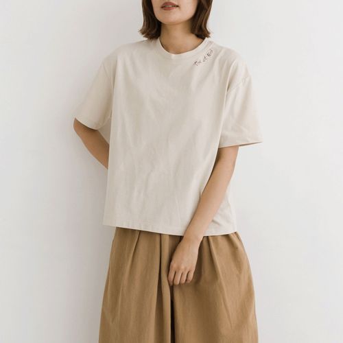 ピープル
kermu ラフィ天竺ネックロゴ刺繍Tシャツ