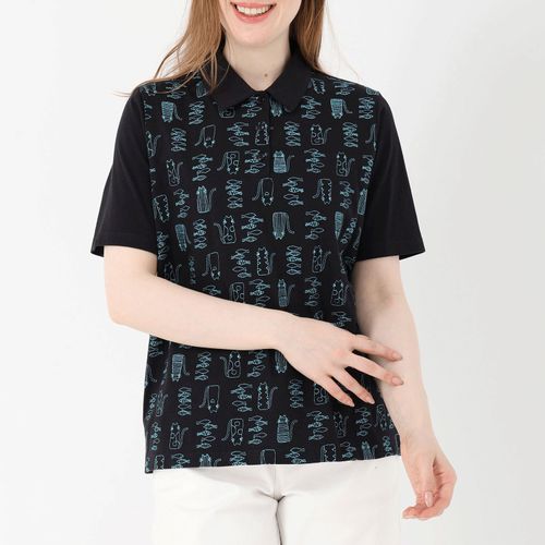 ジジョン
T’BIS STUDIO 半袖半身ネコ＆フィッシュ刺繍ポロシャツ