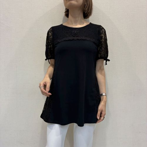 ジェイシーインターナショナル
Super Beauty 胸元×パフ袖レース切替チュニックTシャツ