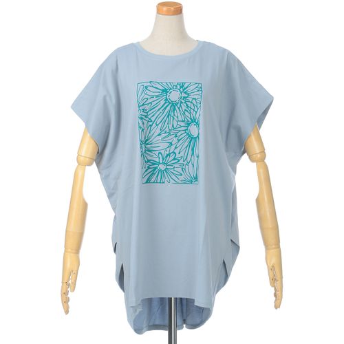 オンアンドオン
le colis シルケット風お花プリントサイドタックチュニック