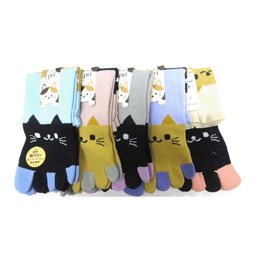 キングオリジナル
クルー丈 5本指 足首＆つま先猫
