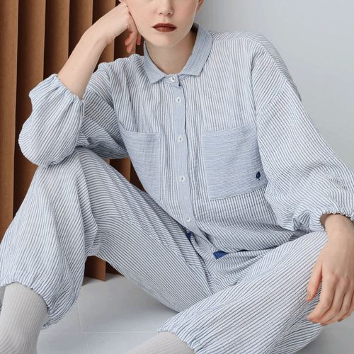 4550297330176







ナルエー
Narue シュークリームガーゼ（R）ストライプシャツパジャマ
