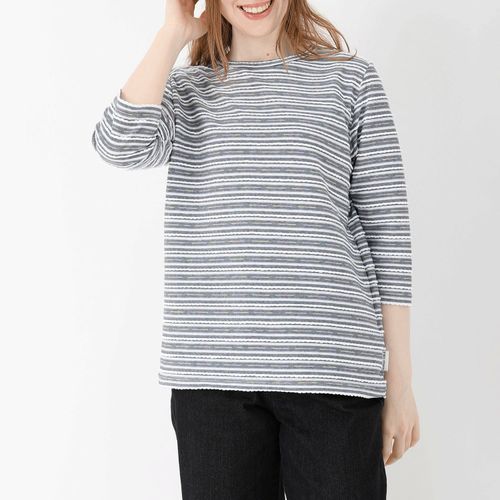 ジジョン
T’BIS STUDIO リップル入りボーダークルーネック七分袖カットソー