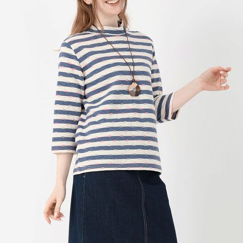 ジジョン
T’BIS STUDIO 丸ラインボーダーハイネック七分袖カットソー