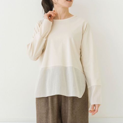 ピープル
Crea delice 強撚シルケットスムース異素材切替Tシャツ